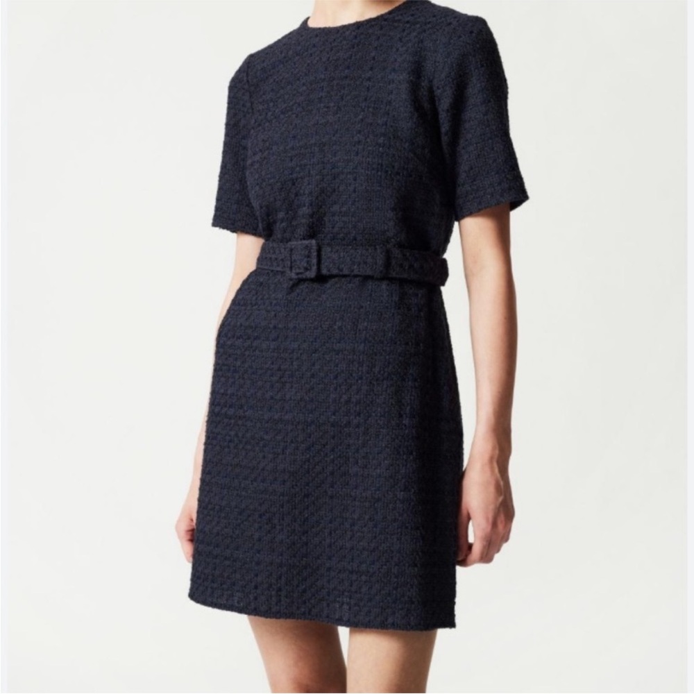 & Other Stories Navy Textured Mini Dress
